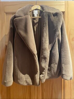 H&M Chocolate Brown Faux Fur Jacket